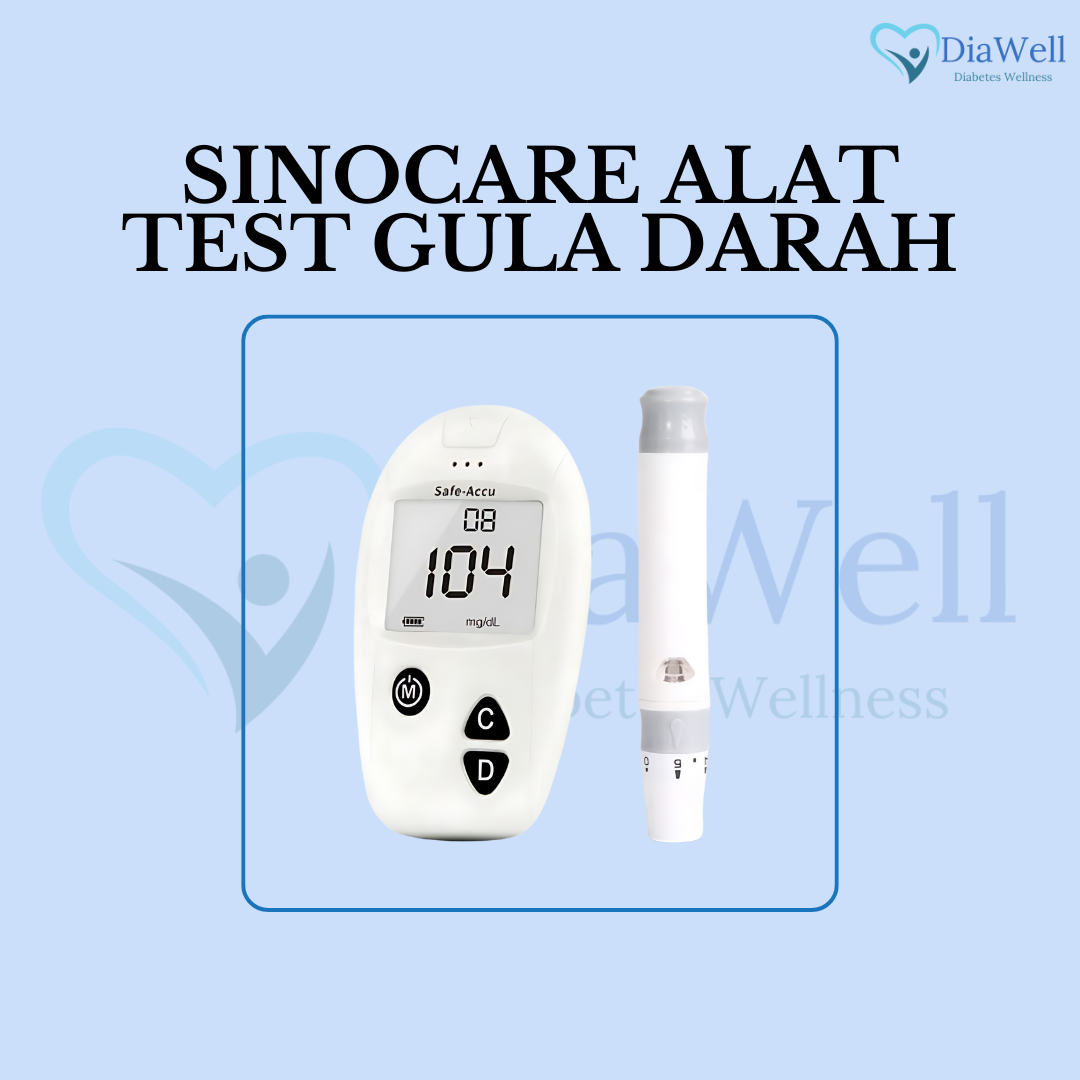 Sinocare 1 Set Alat Cek Gula Darah + Strip & Jarum Lancet | Glukometer Praktis, Cepat, dan Akurat